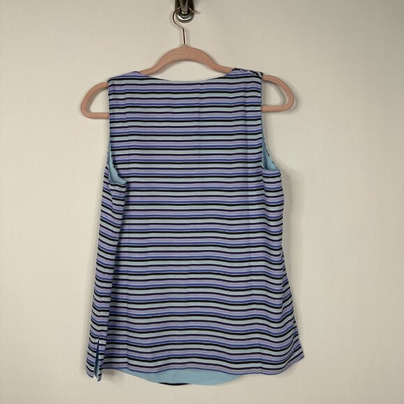 NWT White House Black Market Tank Top S Sleeveless V Neck Shell Stripe #WHBM2 - Picture 2 of 8